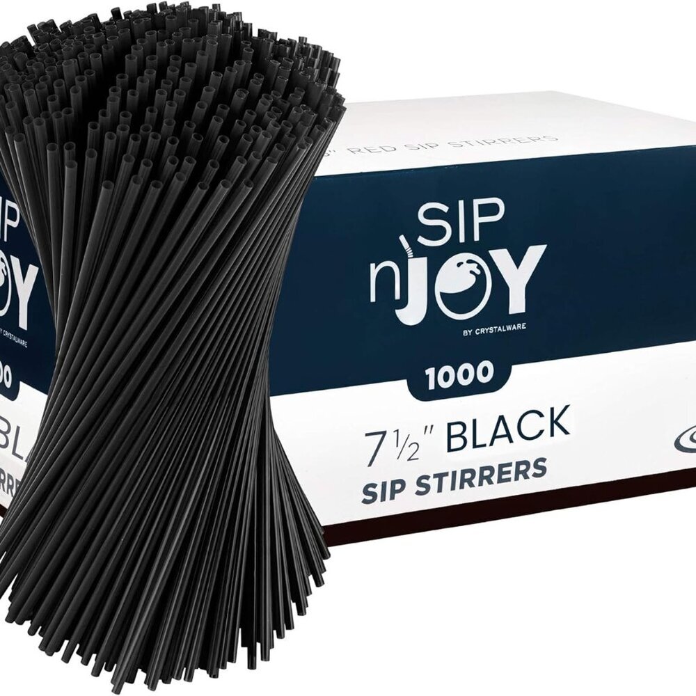 Plastic Stir Straw, Sip Stirrer, For Coffee and Cocktail, 7 1/2 Inches 1000/Box,